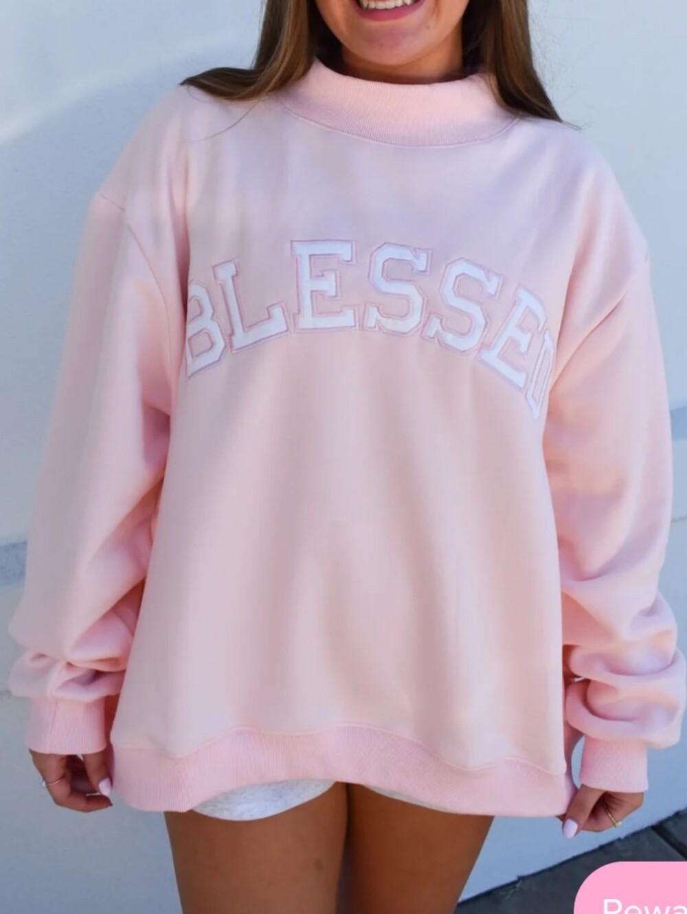Bucketlist BLESSED Mockneck Sweatshirt - Pink